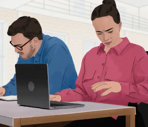 Women analyzing her hadns